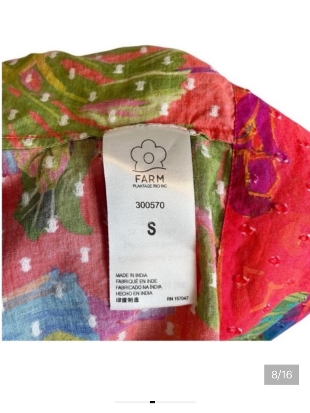 FARM Rio Tropical Tie-Front Crop Top in Vibrant Multi-Color - Picture 5 of 5